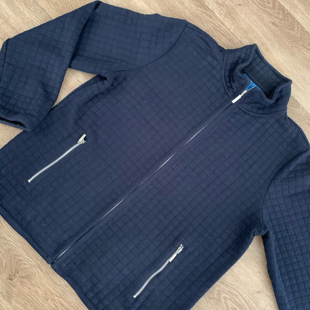 Vintage Navy Karen Scott M Waffle Track Jacket